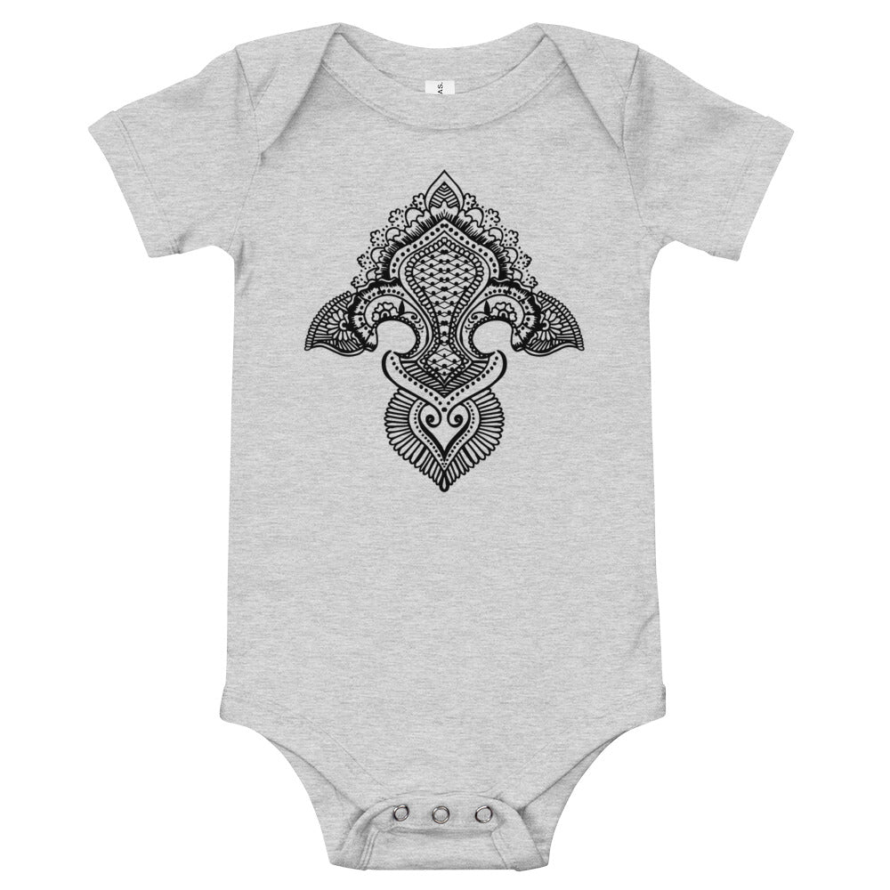 Fleur de lis print Baby short sleeve one piece