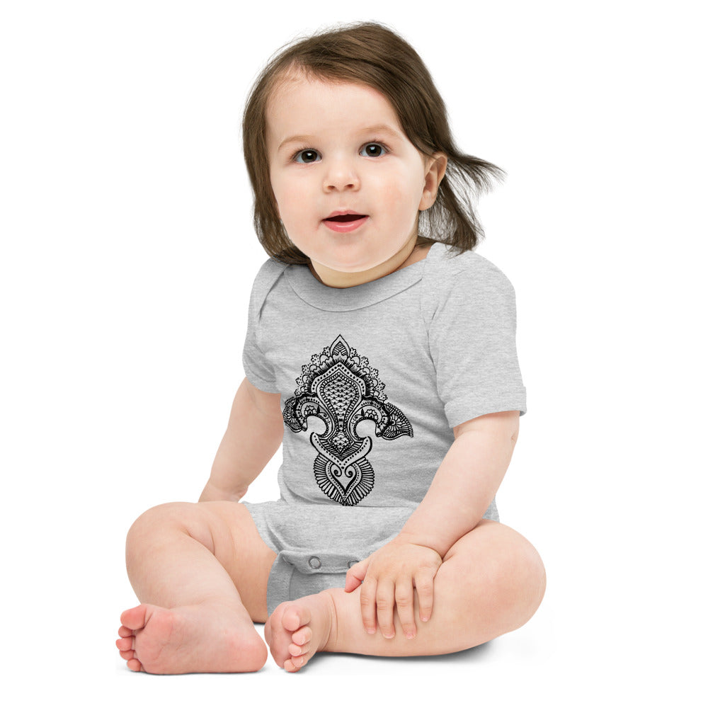 Fleur de lis print Baby short sleeve one piece