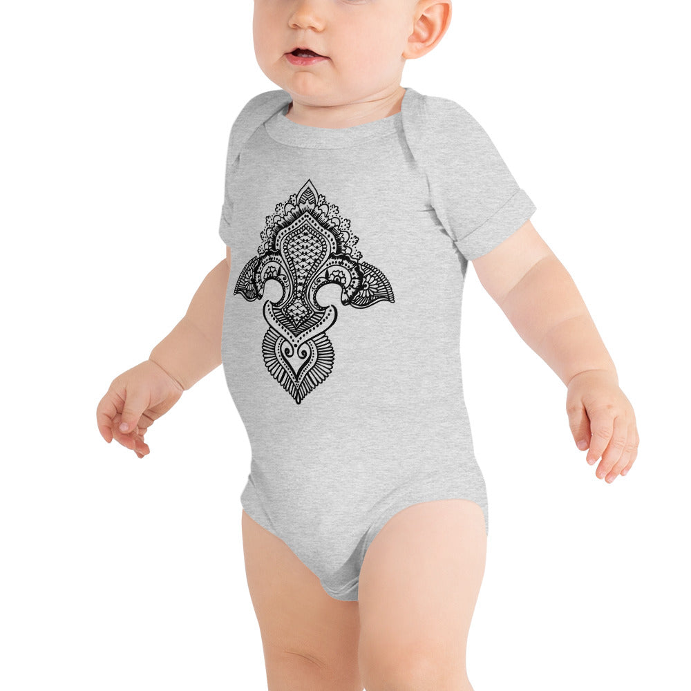 Fleur de lis print Baby short sleeve one piece