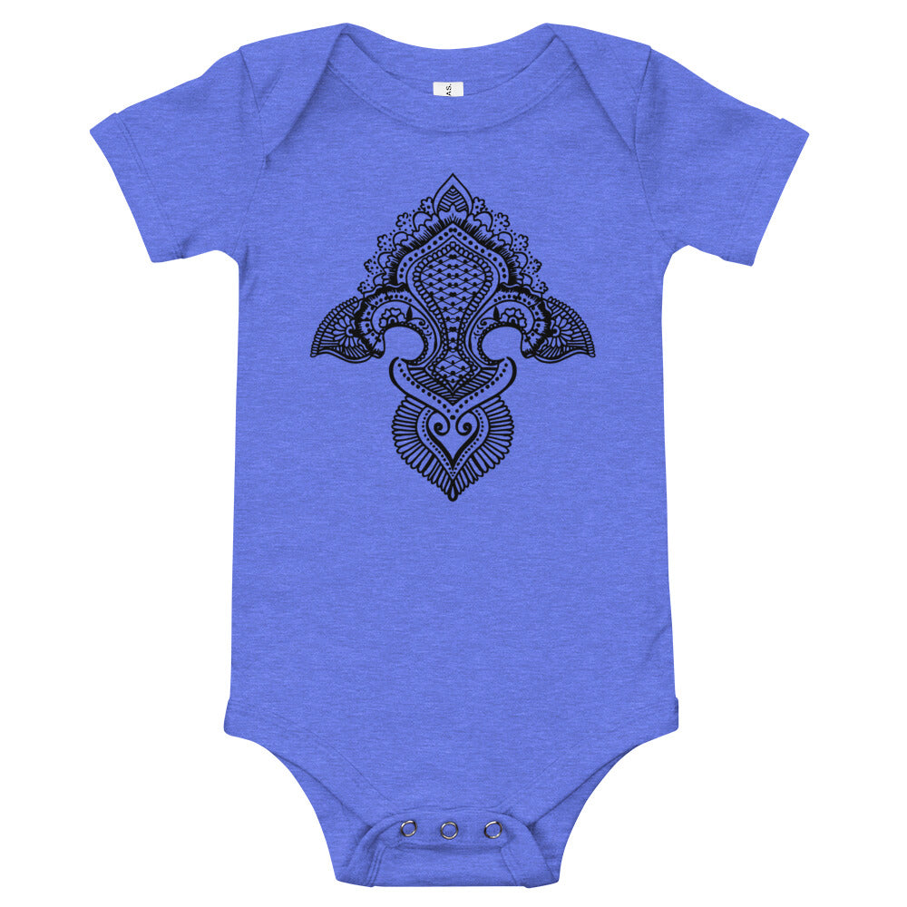 Fleur de lis print Baby short sleeve one piece