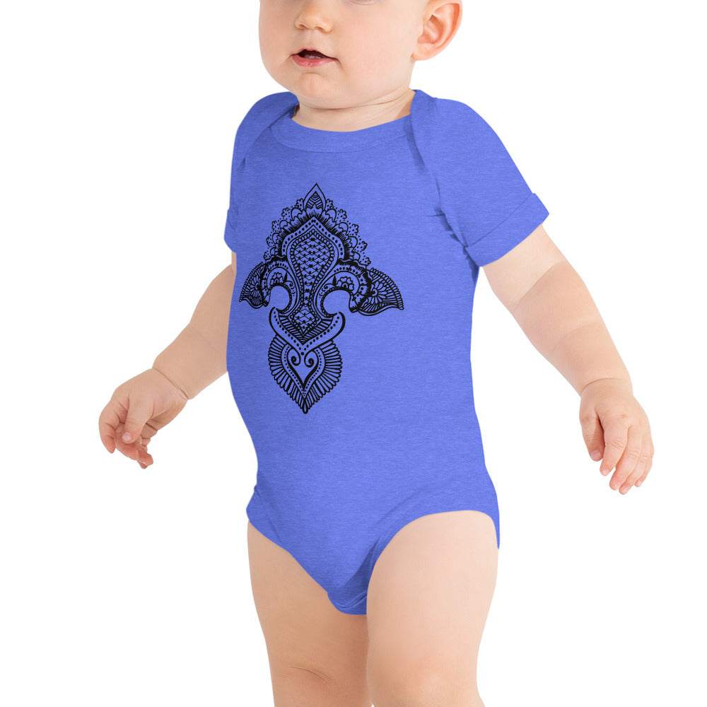 Fleur de lis print Baby short sleeve one piece