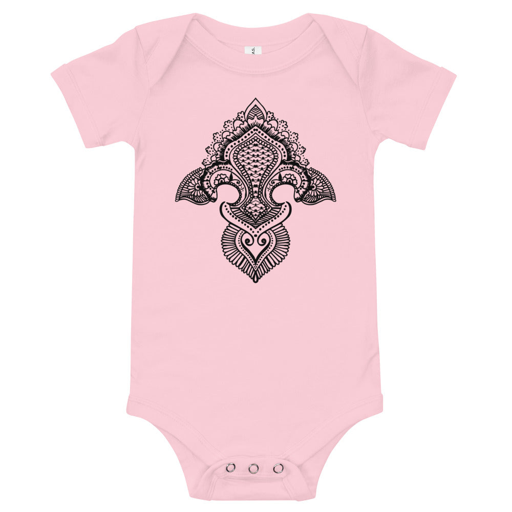 Fleur de lis print Baby short sleeve one piece