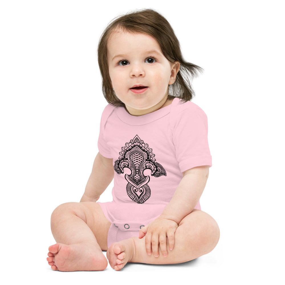 Fleur de lis print Baby short sleeve one piece