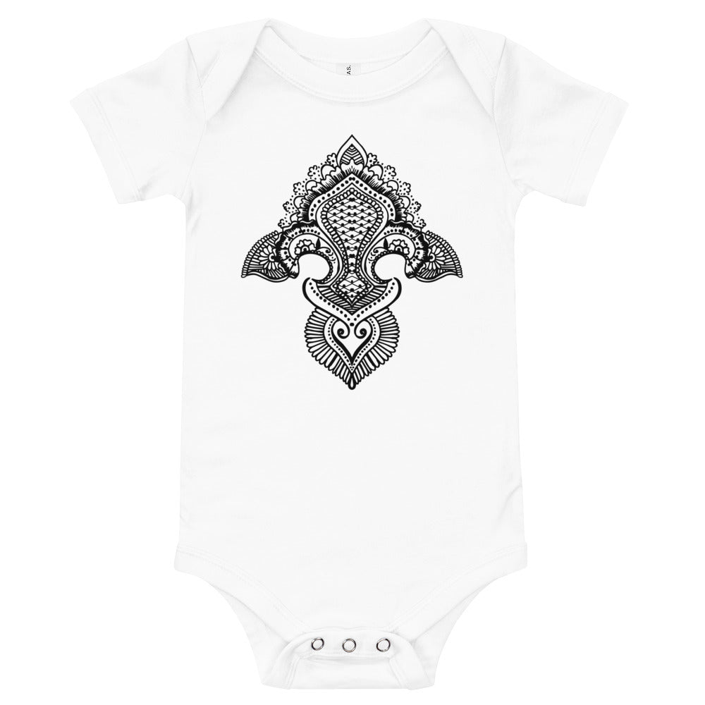 Fleur de lis print Baby short sleeve one piece