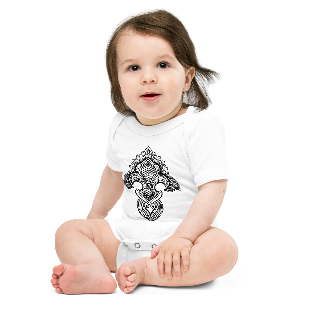 Fleur de lis print Baby short sleeve one piece