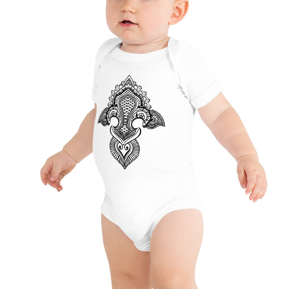 Fleur de lis print Baby short sleeve one piece