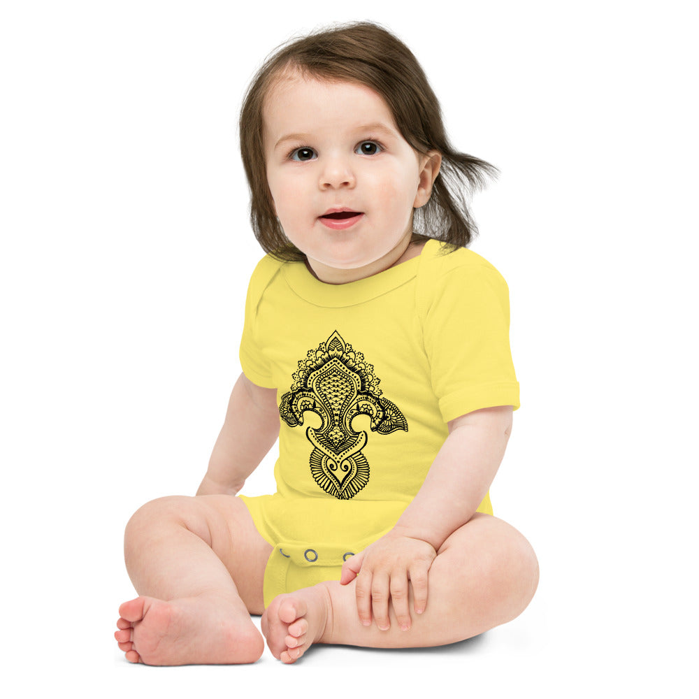 Fleur de lis print Baby short sleeve one piece