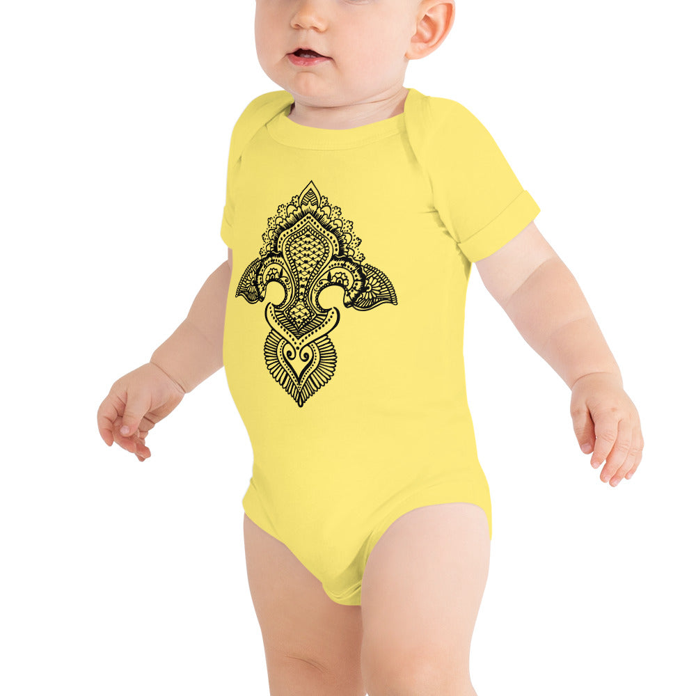 Fleur de lis print Baby short sleeve one piece