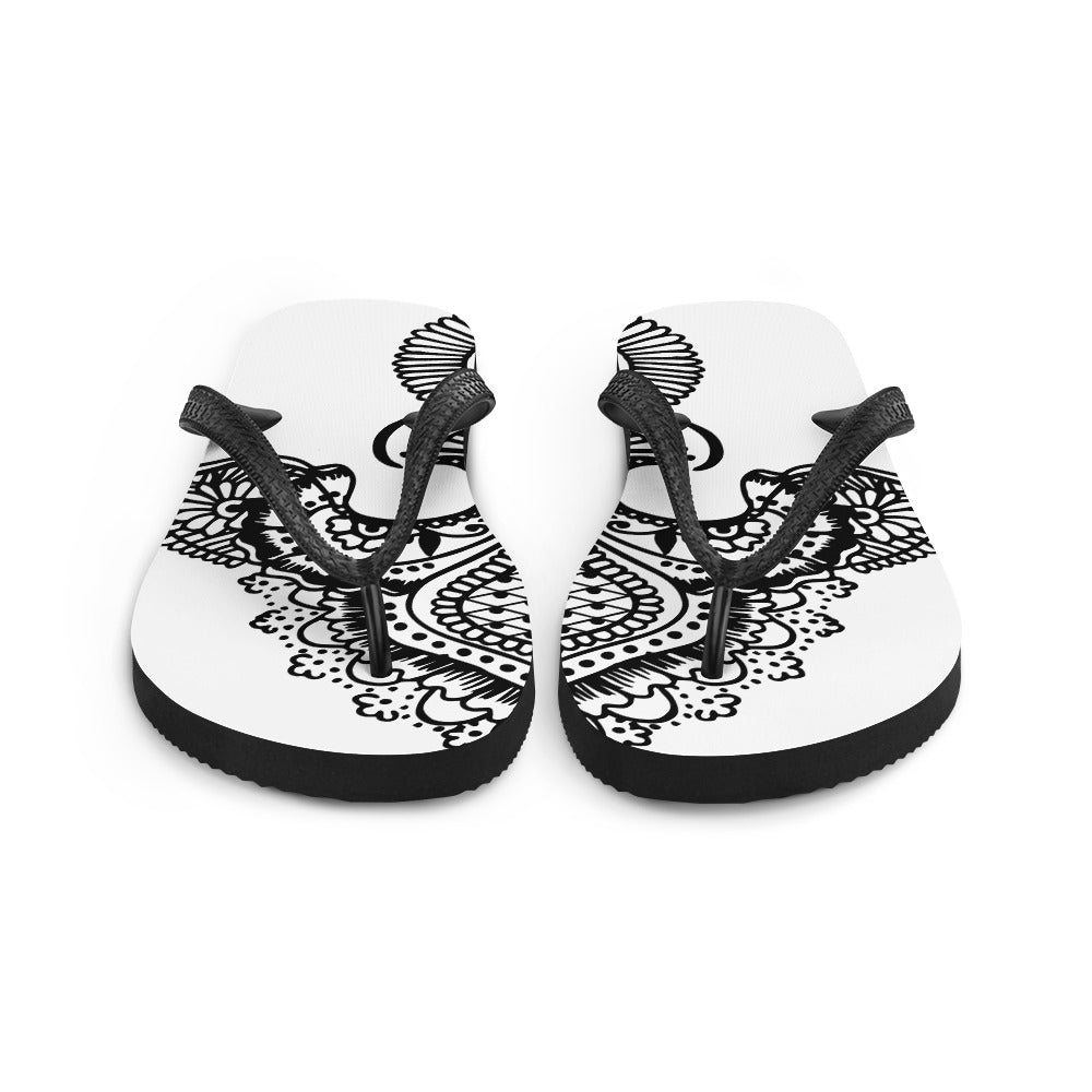 Fleur de lis print Flip-Flops