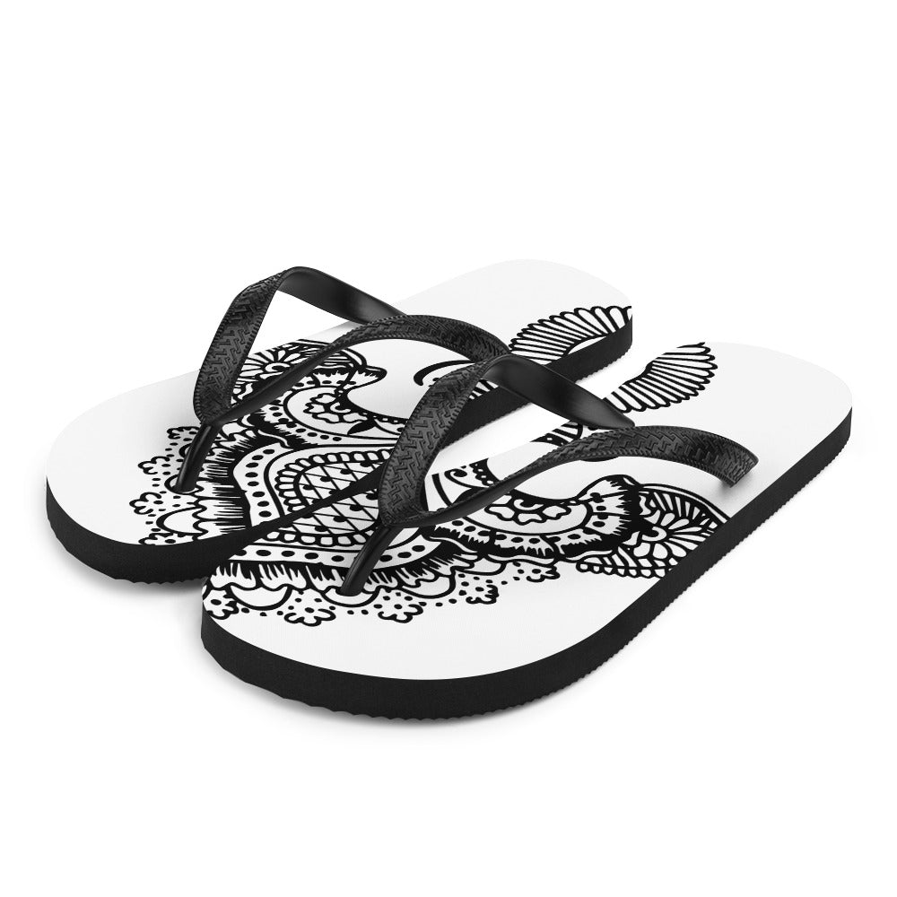 Fleur de lis print Flip-Flops