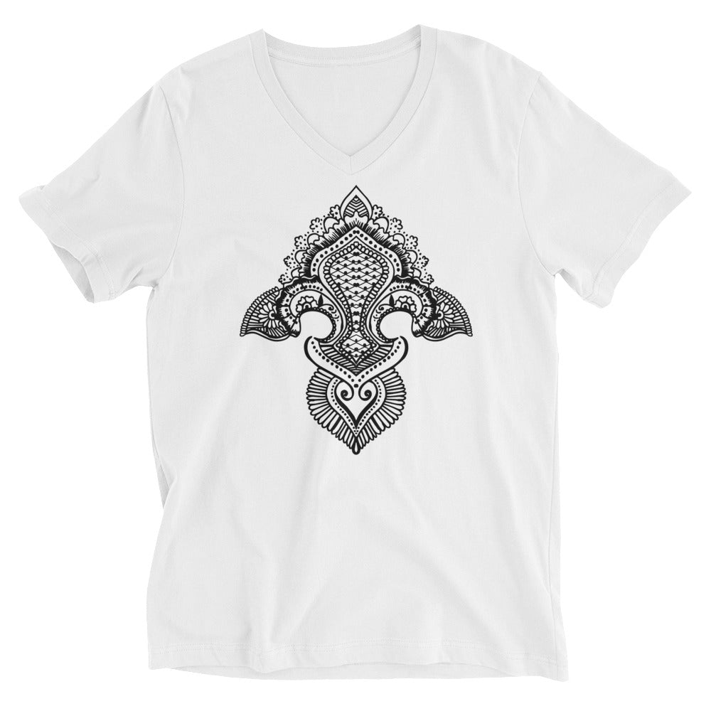 Fleur de lis print Short Sleeve V-Neck T-Shirt