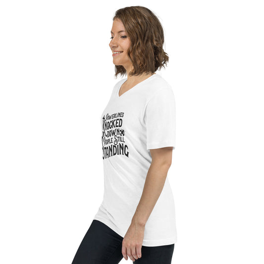 People Standing Short Sleeve V-Neck T-Shirt