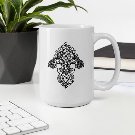 Fleur de lis print glossy mug