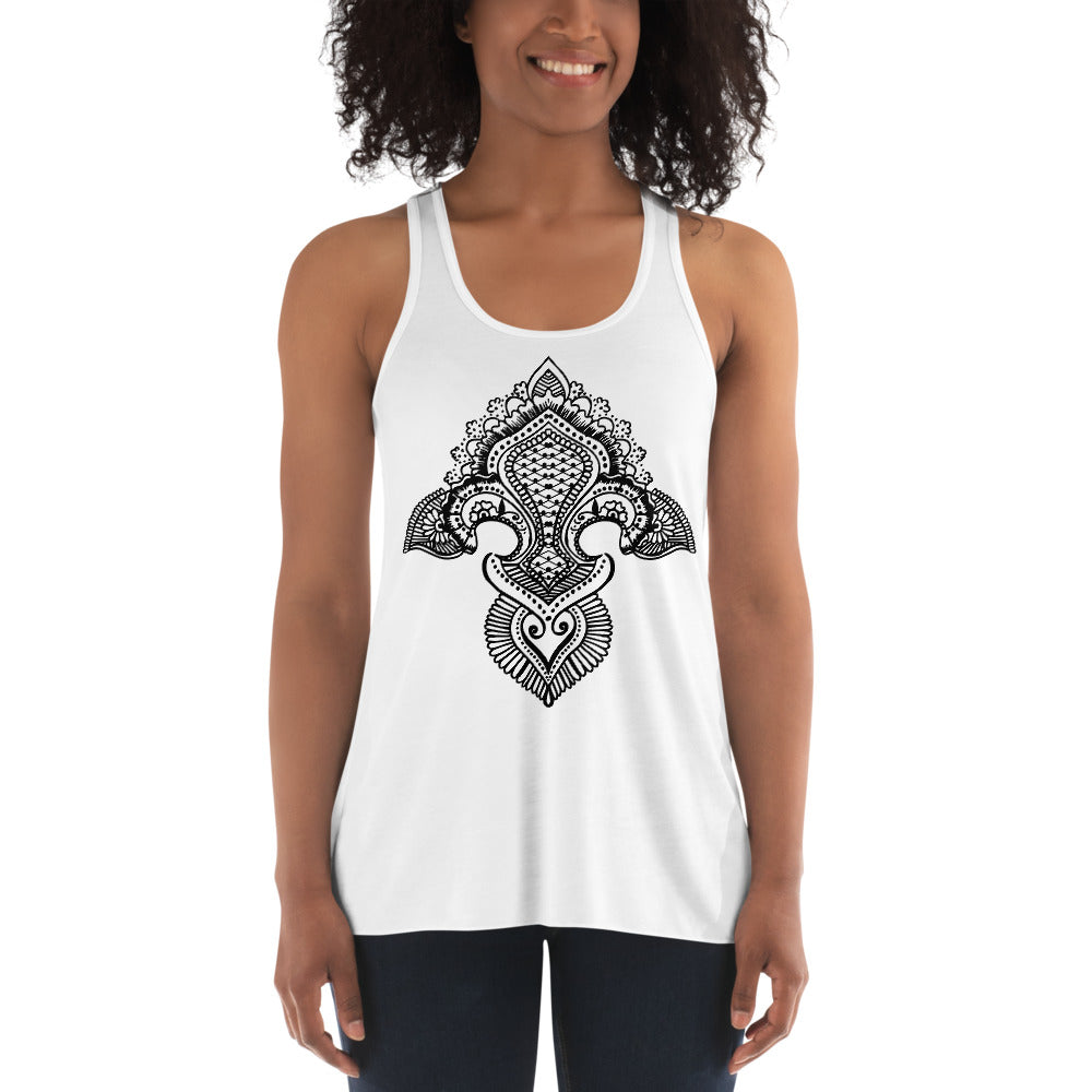 Fleur de lis print Women's Flowy Racerback Tank