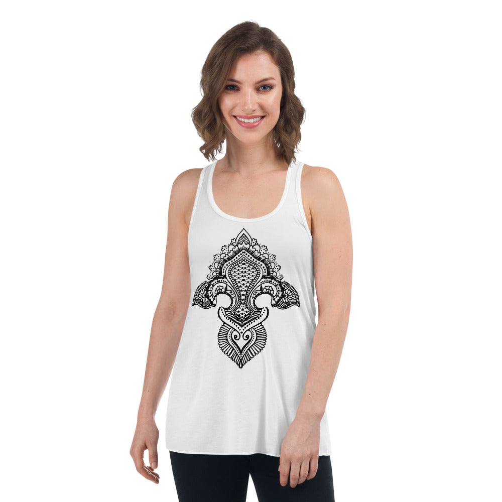 Fleur de lis print Women's Flowy Racerback Tank